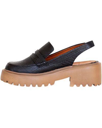 Stivali New York Elodie Platform Loafers In Croc Embossed Leather - Blue