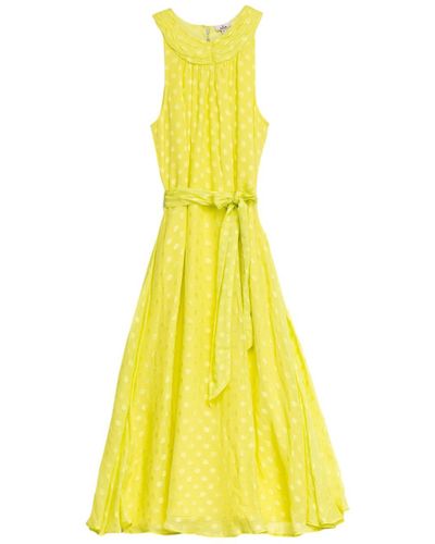 Niza Midi Halter Dress And Textured Fabric - Yellow