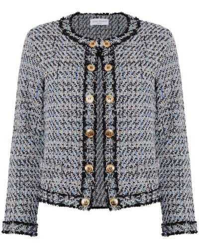James Lakeland Gold Trim Short Tweed Jacket - Gray