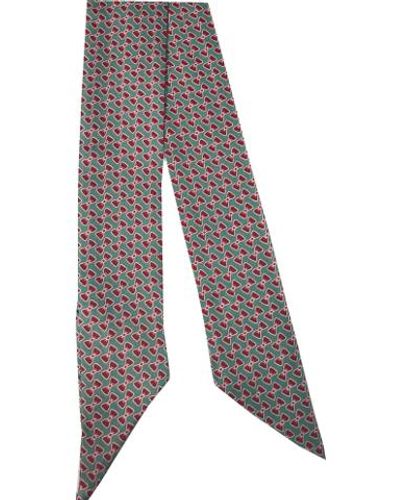 Lazyjack Press The Belvedere Scarf: All Tied Up In Cranberry & Sage - Gray