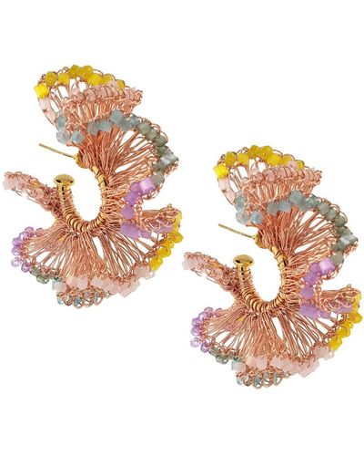 Lavish by Tricia Milaneze Pastel Mix & Rose Gold Rio Hoops Handmade Crochet Earrings - Metallic