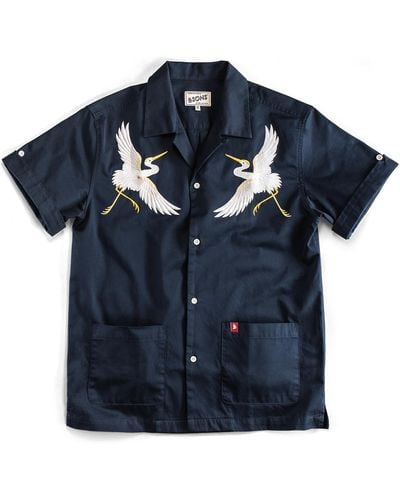 &SONS Trading Co &sons Club Shirt Crane Embroidered Midnight - Blue