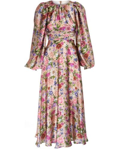 Sofia Tsereteli Garden Treasure Silk Satin Dress - Pink