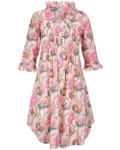 At Last Annabel Cotton Tunic In Peachy Floral - Pink
