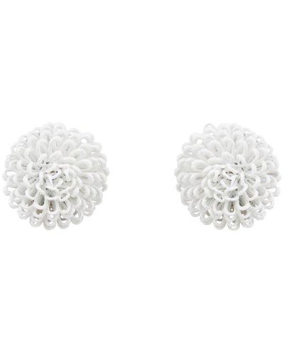 Pats Jewelry Single Pompom Clip Earrings - White