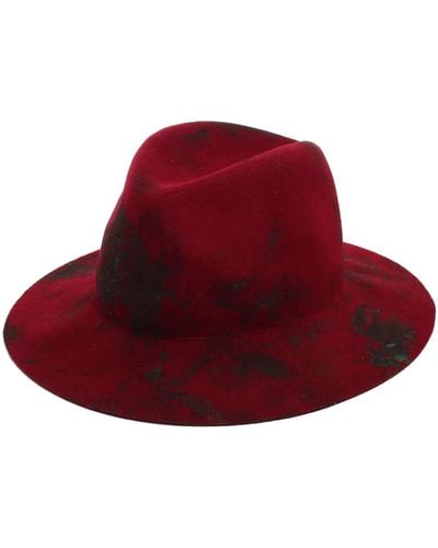 Justine Hats Felt Fedora Hat With Handmade Unique Texture - Red