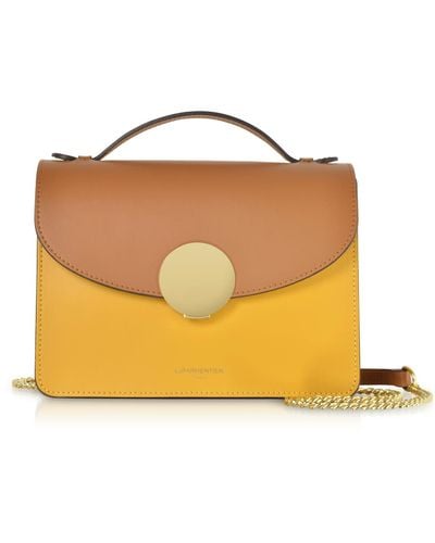 Le Parmentier New Ondina Colour Block Flap Top Leather Satchel Bag - Yellow
