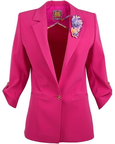 Lalipop Design Tailored Fuchsia Unlined Blazer Jacket - Pink