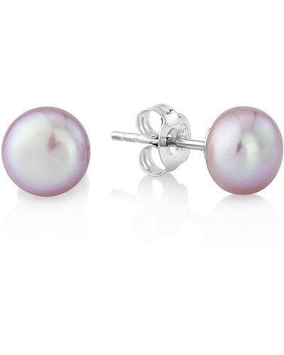 Auree Seville Freshwater Pink Pearl Stud Earrings - Metallic