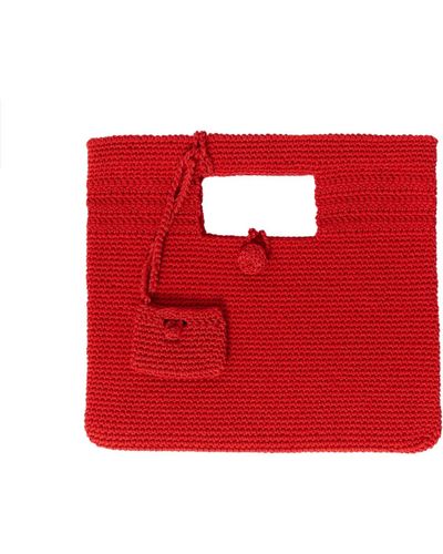 N'Onat Santorini Crochet Bag In - Red