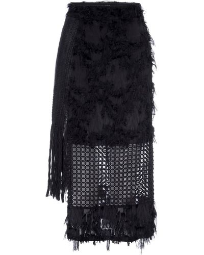 LAHIVE Jamie Straight Skirt With Fringe - Black