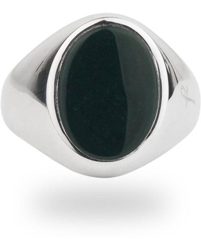Phira London Jamestown Green Bloodstone Oval Stone Ring - Metallic