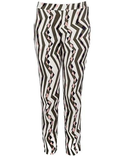 Conquista Fitted Print Trousers By Fashion - Black
