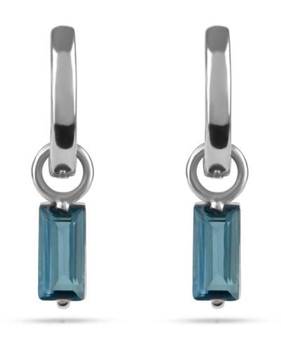 Zohreh V. Jewellery London Blue Topaz Baguette Hoop Earrings Sterling Silver