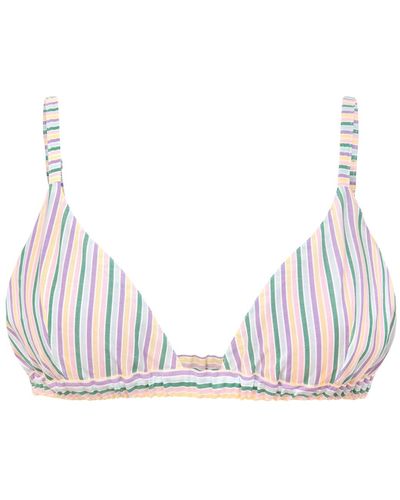 blonde gone rogue Ocean Drive Elastic Bralette, Upcycled Cotton, In Multicolor Stripe - Natural