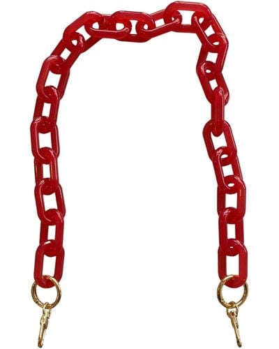 CLOSET REHAB Chain Link Short Acrylic Purse Strap In Cherry - Red