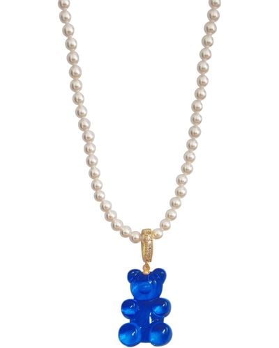 Ninemoo Shell Bead Necklace And Gummy Bear Pendant - Metallic