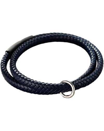 Posh Totty Designs Navy Leather Message Bracelet - Blue