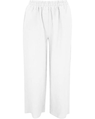 Haris Cotton Cropped Linen Trousers - White