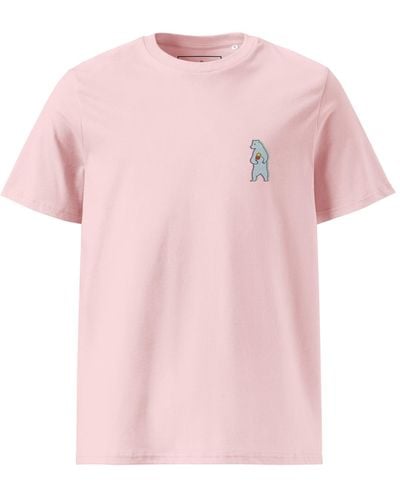 Anchor and Crew Pink Polar Bear Day Out In The Wild Organic Cotton Embroidered T-shirt