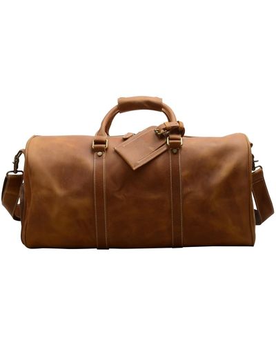Touri Leather Weekend Bag With Shoe Storage - Brown