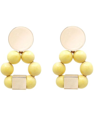 Soli & Sun The Jenna Yellow Hand-crafted Statement Earrings - Metallic