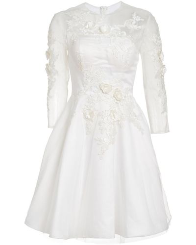 NARCES Flor 3d Hand Embellished Dress - White