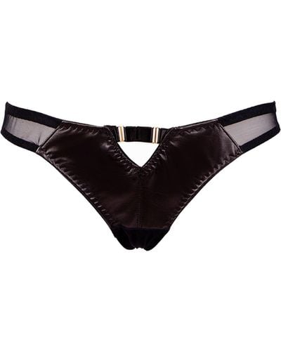Something Wicked Montana Leather Open Back Ouvert Brief - Black