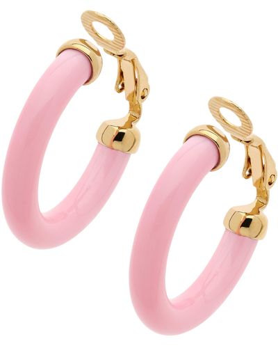 Emma Holland Jewellery Pink Resin Hoop Clip Earrings