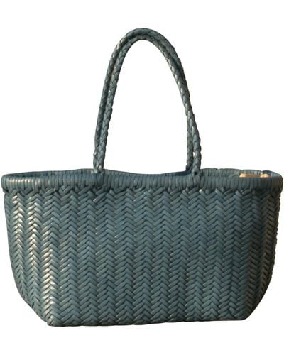 Rimini Zigzag Woven Leather Handbag 'viviana' Large Size - Green