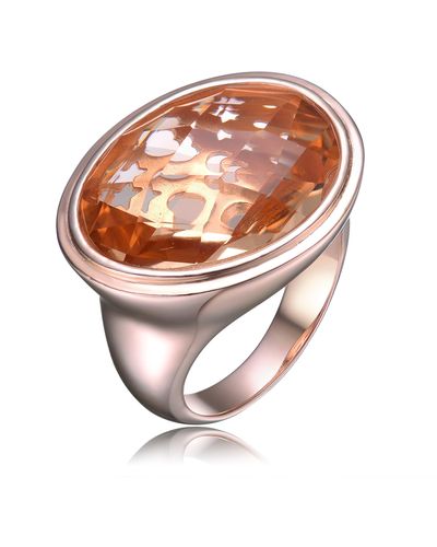 Genevive Jewelry Plated Morganite Cubic Zirconia Solitaire Ring - Pink