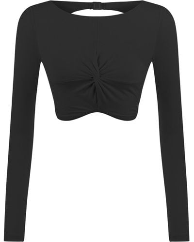 Nocturne Crop Top With Knot - Black