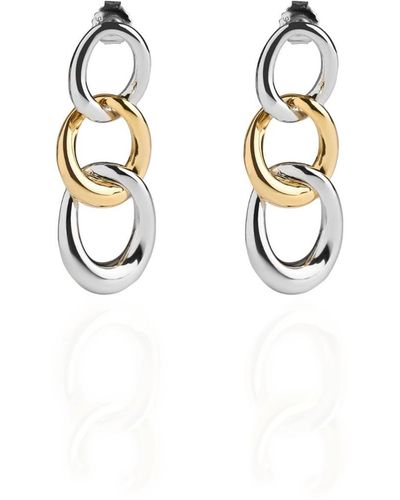 BY EDA DOGAN Three Curb Chain Links Earrings In Metal And Gold - Metallic