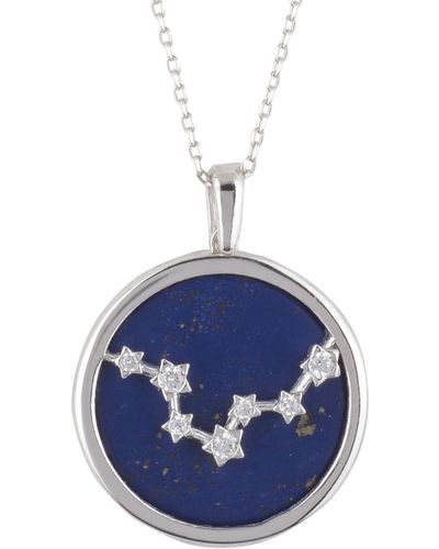 LÁTELITA London Zodiac Lapis Lazuli Gemstone Star Constellation Pendant Necklace Silver Pisces - Blue