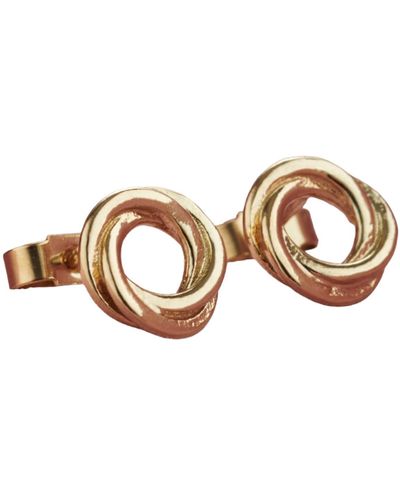Posh Totty Designs Yellow Gold Plated Russian Ring Stud Earrings - Brown