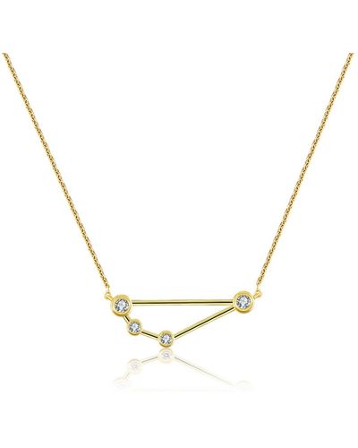 Genevieve Collection Capricorn Zodiac Constellation Necklace 18k Yellow & Diamond - Metallic
