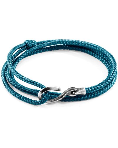 Anchor and Crew Ocean Heysham Silver & Rope Bracelet - Blue
