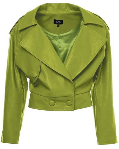 BLUZAT Leather Biker Jacket - Green