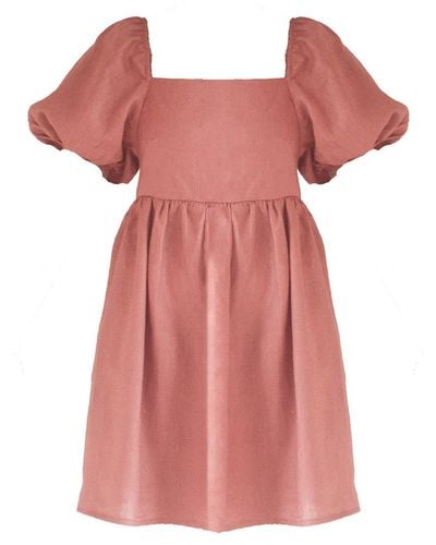 Larsen and Co Pure Linen Milan Dress In Lobster - Pink