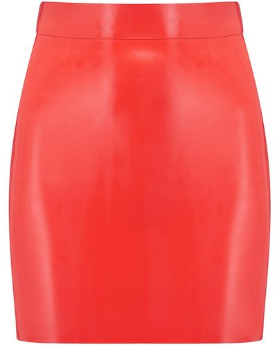 Elissa Poppy Latex Mini Skirt - Red