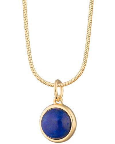 Lily Charmed Plated Blue Lapis Touchstone Necklace With Slim Snake Chain