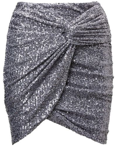 BLUZAT Sequin Knotted Skirt - Gray
