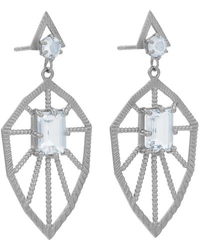 Zoe & Morgan Rosa Earrings Silver Aquamarine - Metallic