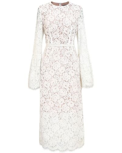 Smart and Joy Bustier Lines And Tulip Sleeves Lace Dress - White