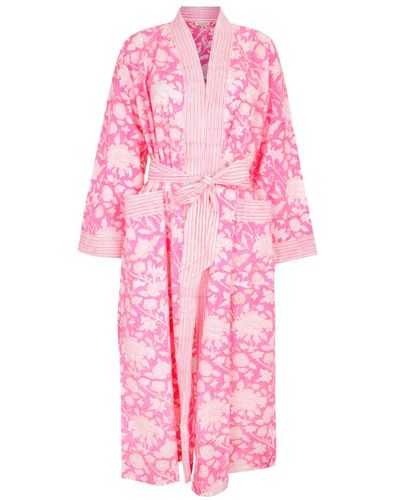 NoLoGo-chic Hand Printed Kimono Robe - Pink