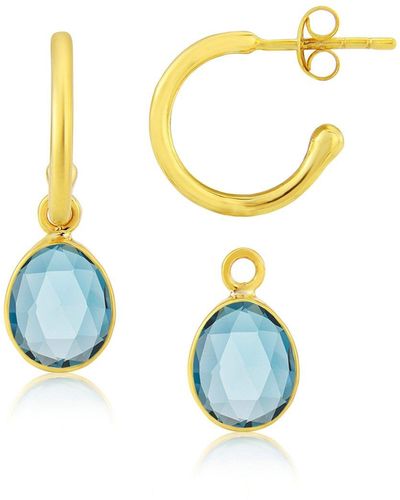 Auree Manhattan Gold & London Topaz Interchangeable Gemstone Earrings - Blue