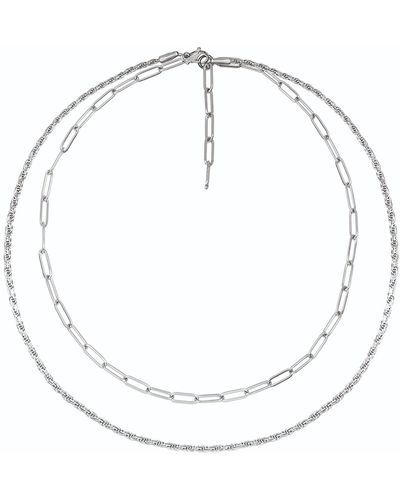 A Weathered Penny Layered Chain Necklace - White