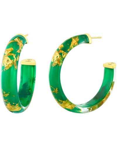 Gold & Honey Holiday Party Gold Leaf Hoops In Green