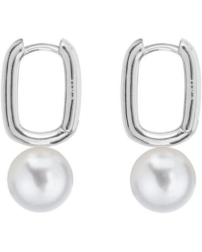 Ora Pearls Aetis Pearl Hoop Earrings-silver - Metallic