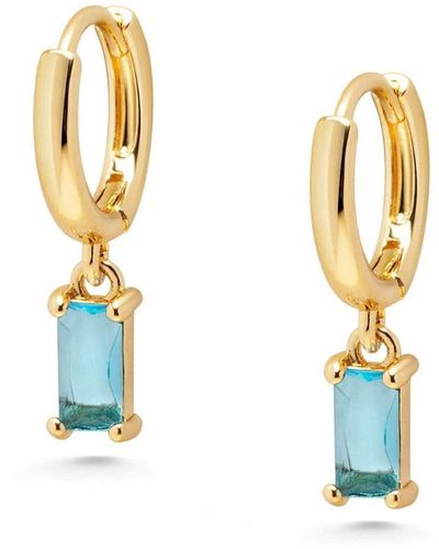Nialaya huggie Earrings With Blue Charm - Metallic